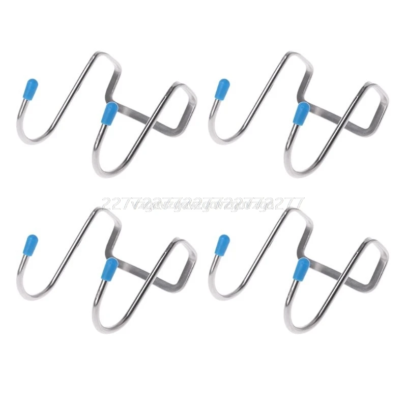 

4pcs Over Cabinet Door Hooks Stainless Steel Multiple Use For Kitchen Bathroom Drawer Hanging Bags Towels Coat F15 19 Dropship