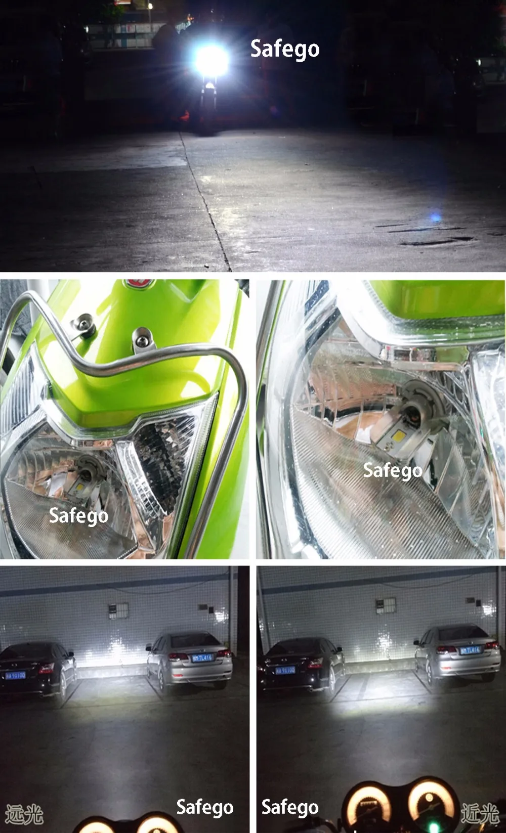 Safego BA20D мотоцикл светодиодный фары для 1157 9 W 1000LM 6000 К Hi Lo луч все в одном светодиодный мотоциклетные лампы фары лампочки 12 v