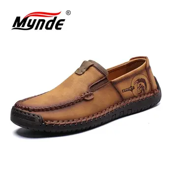 

Mynde New Comfortable Men Casual Shoes Loafers Man Quality Split Leather Shoes Men's Flats Hot Sale Moccasins Shoes Size 38-48