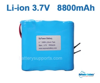 

SuPower 3.6V 3.7V 4.2V 18650 8800mAh Lithium ion Li-ion Rechargeable Battery Pack Max. 5A with built-in protection circuit board