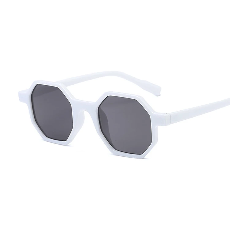 Восьмиугольные Винтажные Солнцезащитные очки для женщин, маленькая оправа, солнцезащитные очки для женщин, брендовые Дизайнерские Модные Ретро прозрачные зеркальные солнцезащитные очки для женщин - Цвет линз: Белый