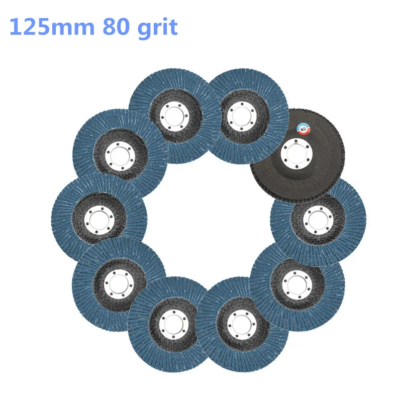 10 шт. 125 мм профессиональный инструмент Лепестковые диски шлифовальные диски 40/60/80/120 Грит абразивные диски лезвия для угловая шлифовальная машина для обработки металлов инструменты - Цвет: 80 Grit