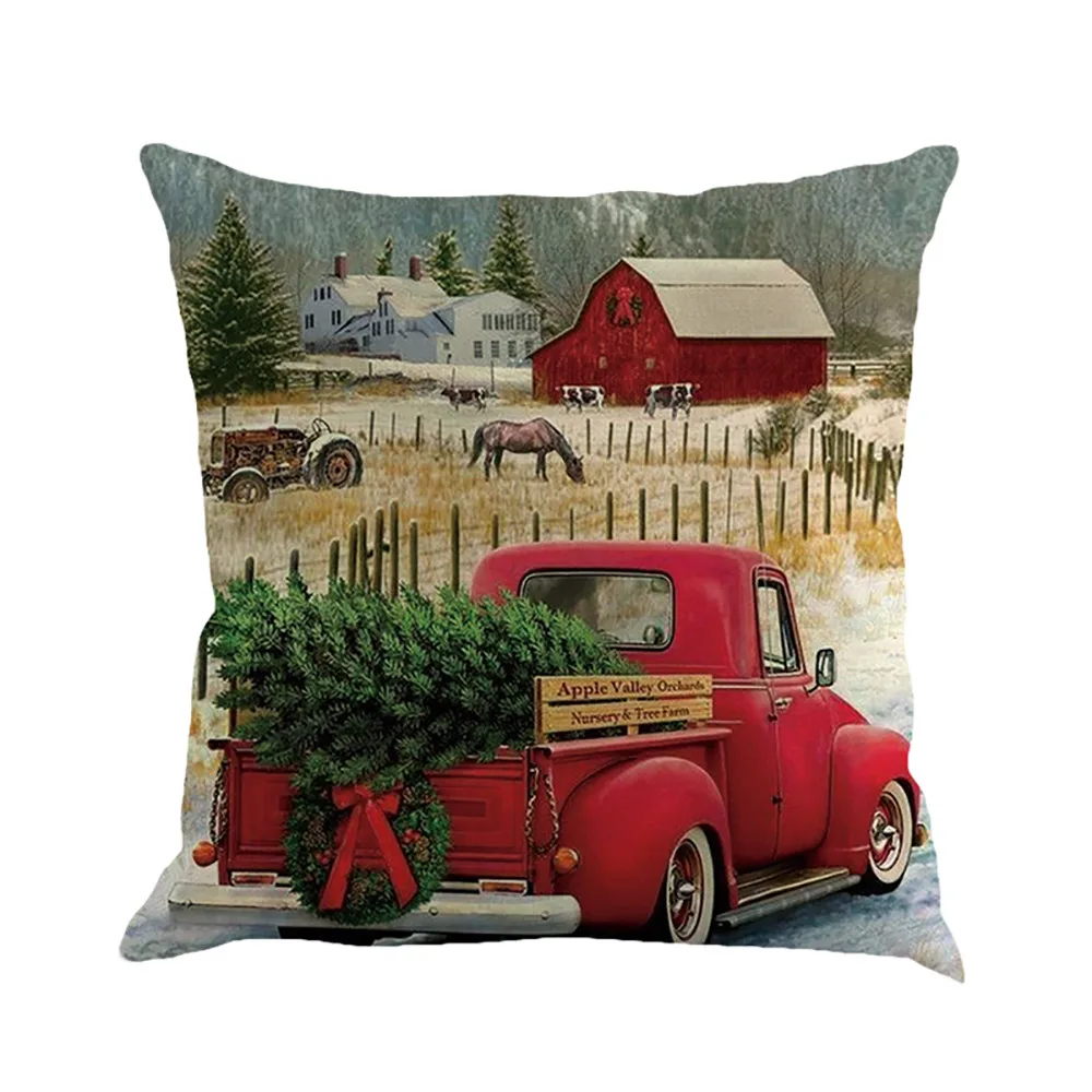 

Christmas Cushion Cover Car Pillow Case Cotton Linen Sofa Car Home Cushion Cover Throw Pillow Case Decorative Pillows Cover