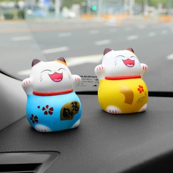 

Car Ornaments Chinese Style Smiling Lucky Cat Auto Interior Ornaments Comics Dolls Auto Dashboard Decoration Decorations Gifts
