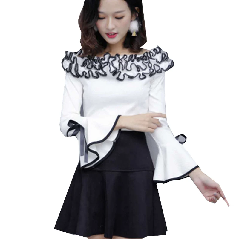 New Autumn Winter Women Shirt Flower Lace Blouse Sexy
