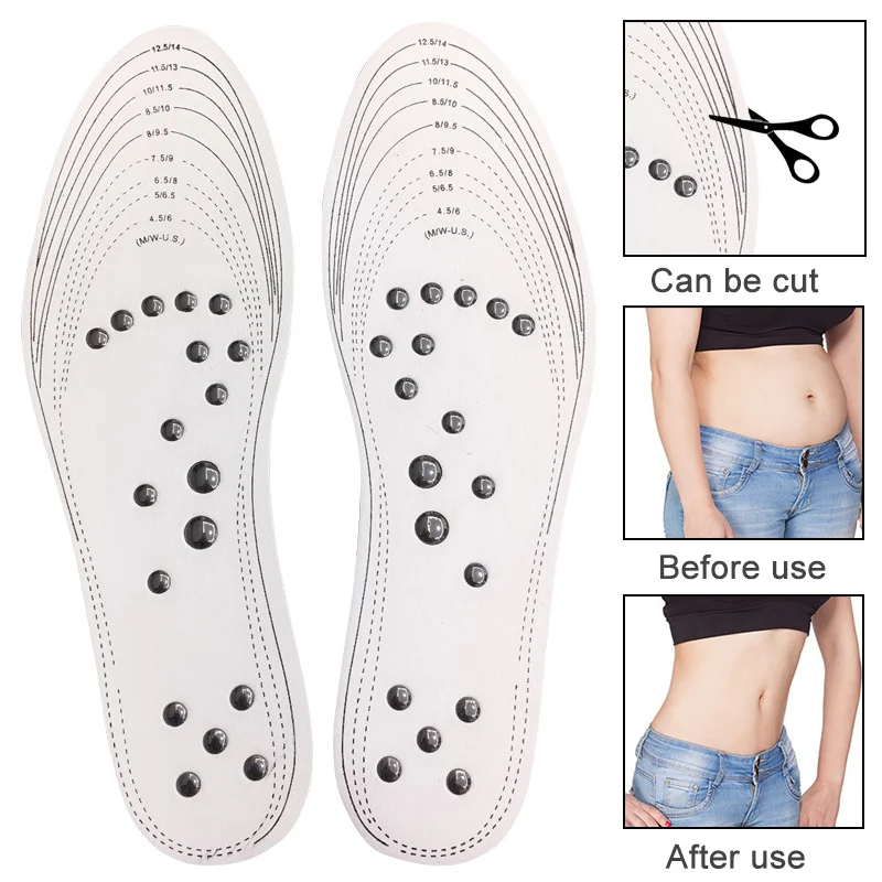 1 Pair Foot Massage Insoles Magnetic Therapy Weight Loss Slimming Sole Pad Plantar Point Stimulate Mat Relieve Fatigue Health