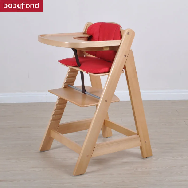 Многофункциональный Детский обеденный стул из массива дерева, регулируемая высота, съемные ограждения