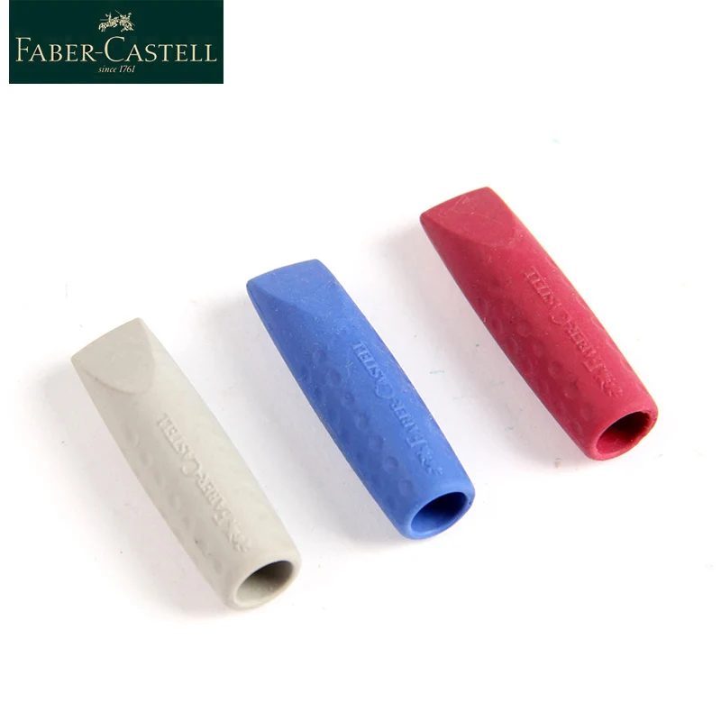 Faber-Castell Cute Eraser Pen Cap 3Pcs/Set Multi-function Rubber Pen Cap Stationery Eraser Pencil Extender Pencil Rubber 1870 pencil eraser