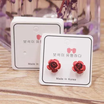 

100pcs 3x3cm Handmade Fashion Jewelry Display Earring Stud Cards Hang Favor Label Tag DIY flower/marble /romantic heart tag card