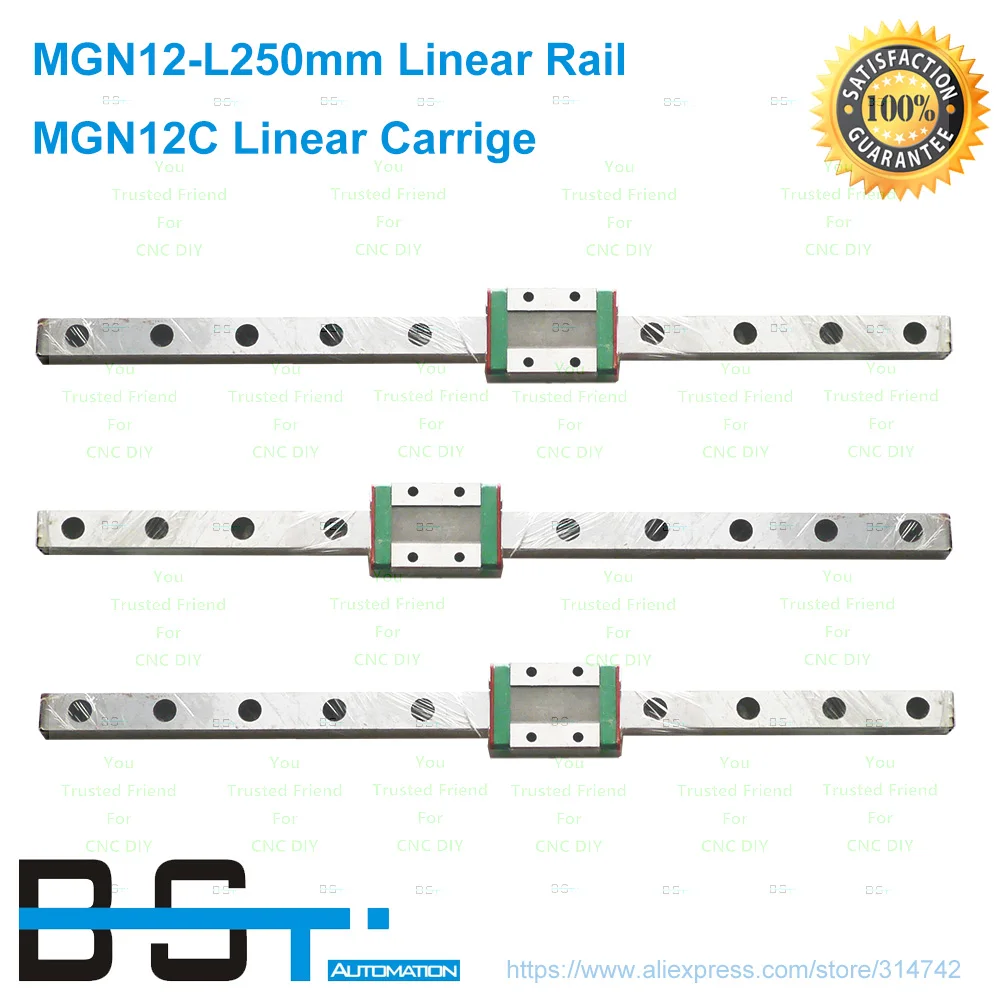 Bstmotion за 3 шт. 12 мм линейной направляющей MGN12 L = 250 линейный железнодорожные пути+ 3 шт. MGN12CLinear перевозки для ЧПУ X Y оси Z