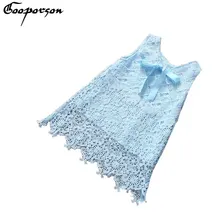 Filles Robe En Dentelle Élégant Ciel Bleu Parti Princesse robe pour Enfants Fille D’été Vêtements Bébé Fille Robe Arc Drop Shipping