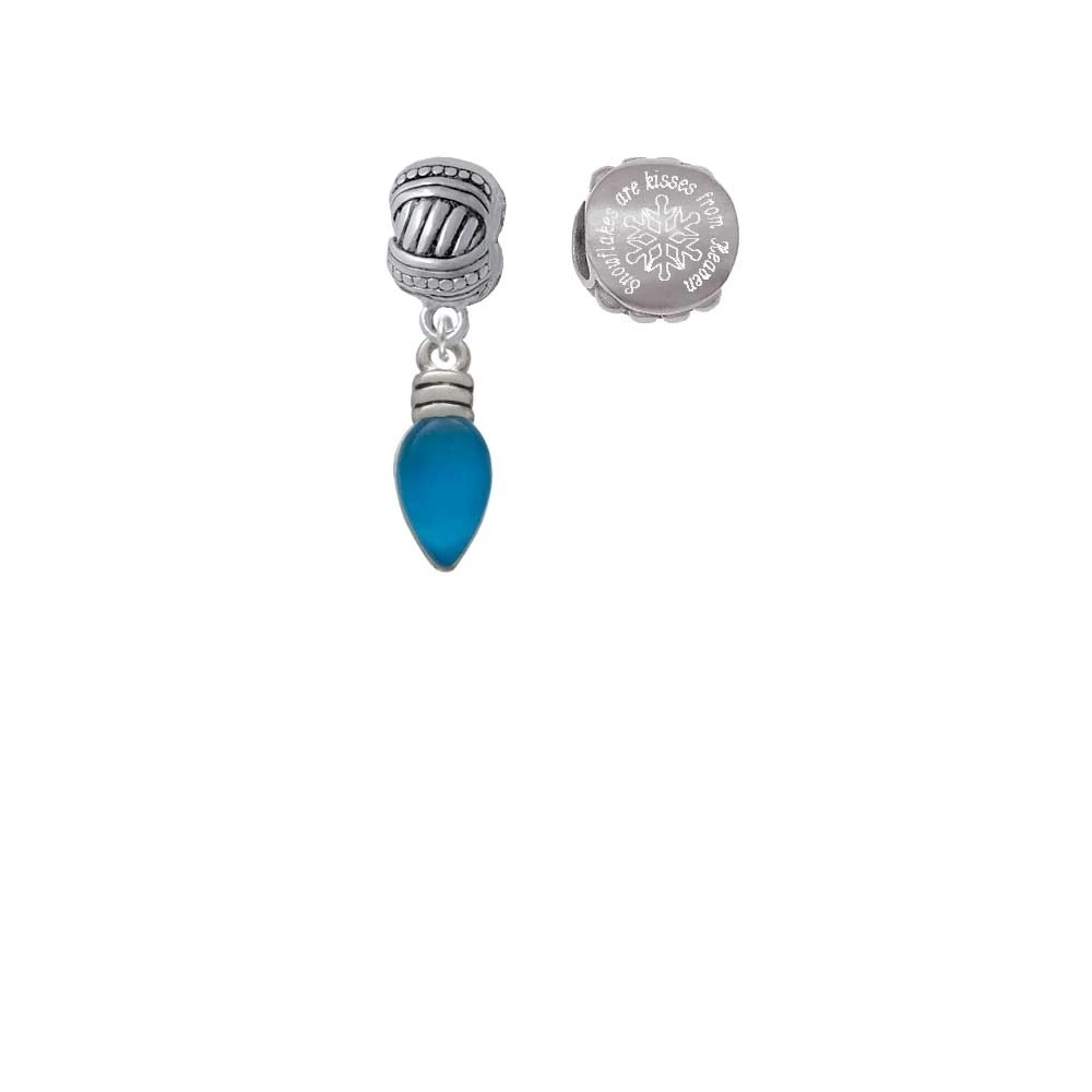 Silvertone Christmas Lights - Hot Blue Resin Snowflakes are Kisses from Heaven Charm Beads (Set of 2)