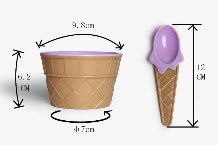 6 моделей прибор для приготовления мороженого чашка высокое качество Пластик PS чаша с ложкой инструменты для детей на день рождения, принадлежности для вечеринки, оптом