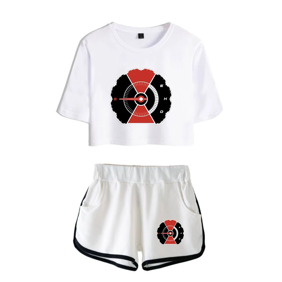 Frdun Tommy EXO 2018 новый летний укороченный топ для девочек из двух частей короткая