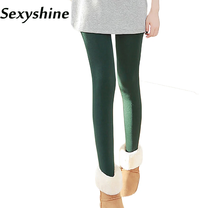 High Elastic Waist Winter Women's Leggings Winter Thick Warm Fleece