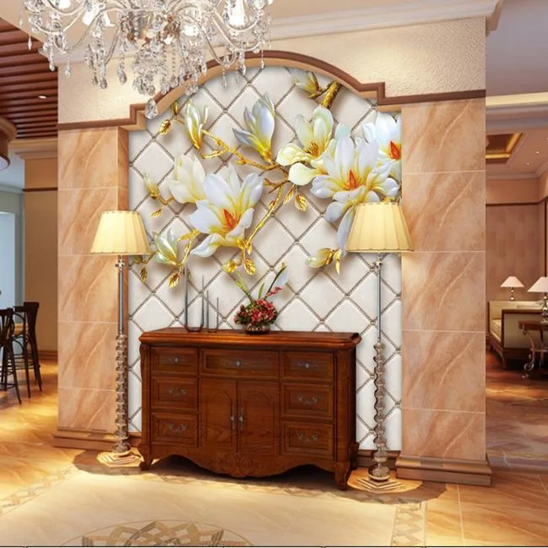 

beibehang 3d wallpaper walls TV backpack wallpaper Non-woven magnolia flower 3d eco-friendly wallpaper for wall photo wallpaper