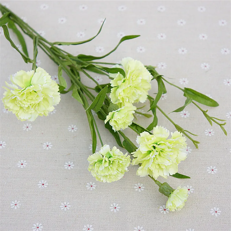 Flone 6 Heads Artificial Carnation Flower Simulation Small Carnation Fake Silk Flower Branch Home Decor Floral Festival Gift (13)