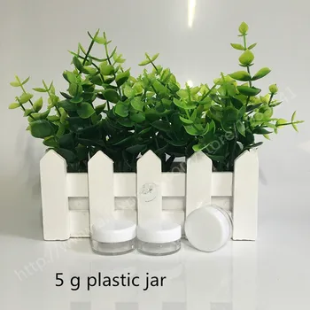 

100 x 5g Clear PS Plastic Cosmetic Jar With White Lid Used As Promotion Cream Glitters Sample Packaging