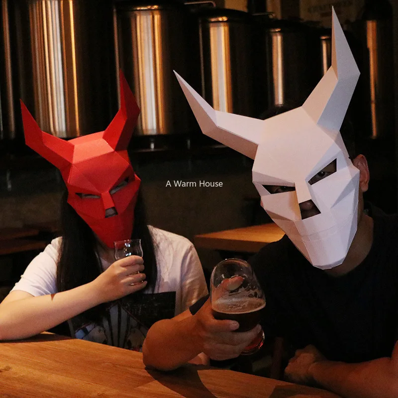 

Halloween Mask DIY 3D Paper Masks Cosplay Scary Devil Mascara Horror Hannya Masquerade Carnaval Maske Creative Handwork Masque