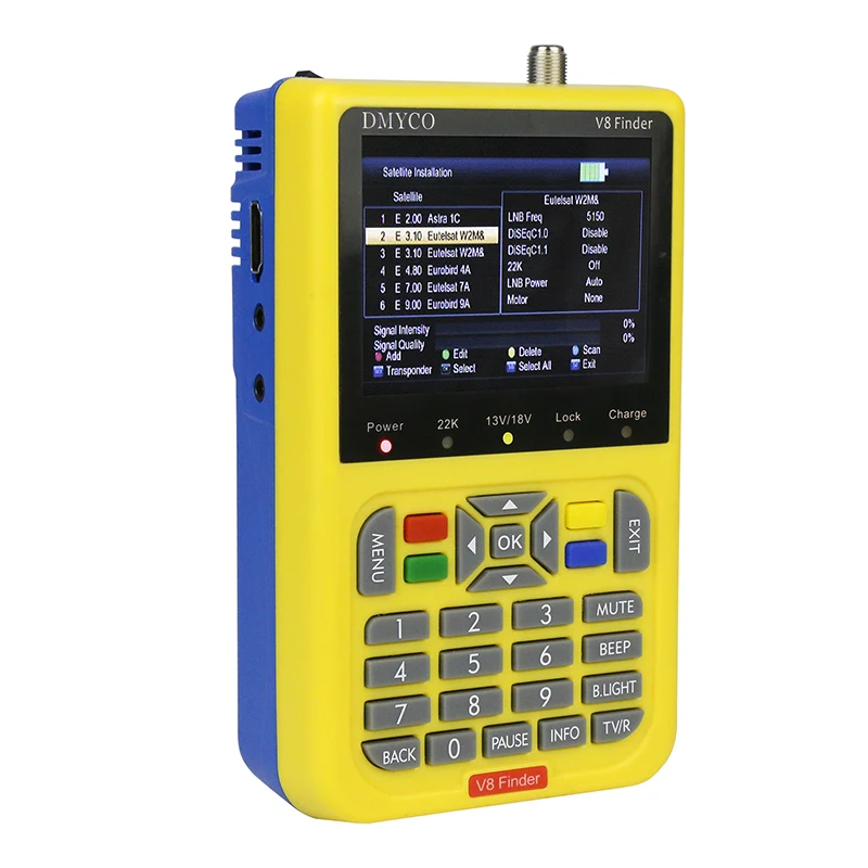[Подлинный] DMYCO V8 Satelite Finder lcd цифровой DVB S2 измеритель высокой четкости MPEG 2 4