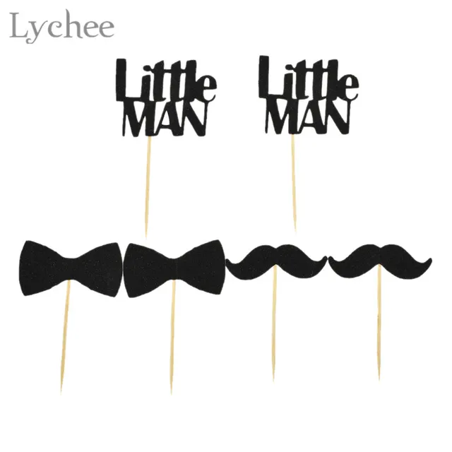Lychee Little Man Cupcake Toppers Mustache Bow Tie Cake Topper Boy Lychee Little Man Cupcake Toppers Mustache Bow Tie Cake Topper Boy