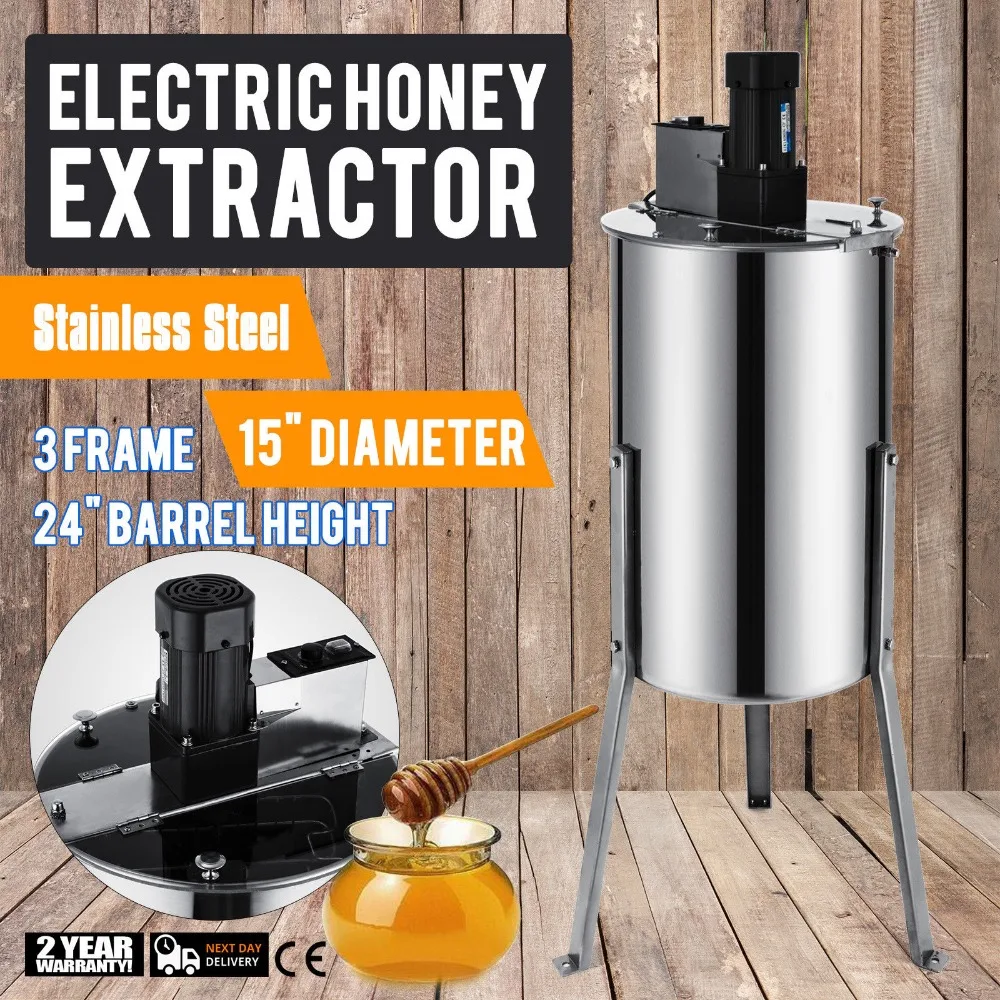 

Brand New Large Three 3 Frame Stainless Steel Electric Honey Extractor
