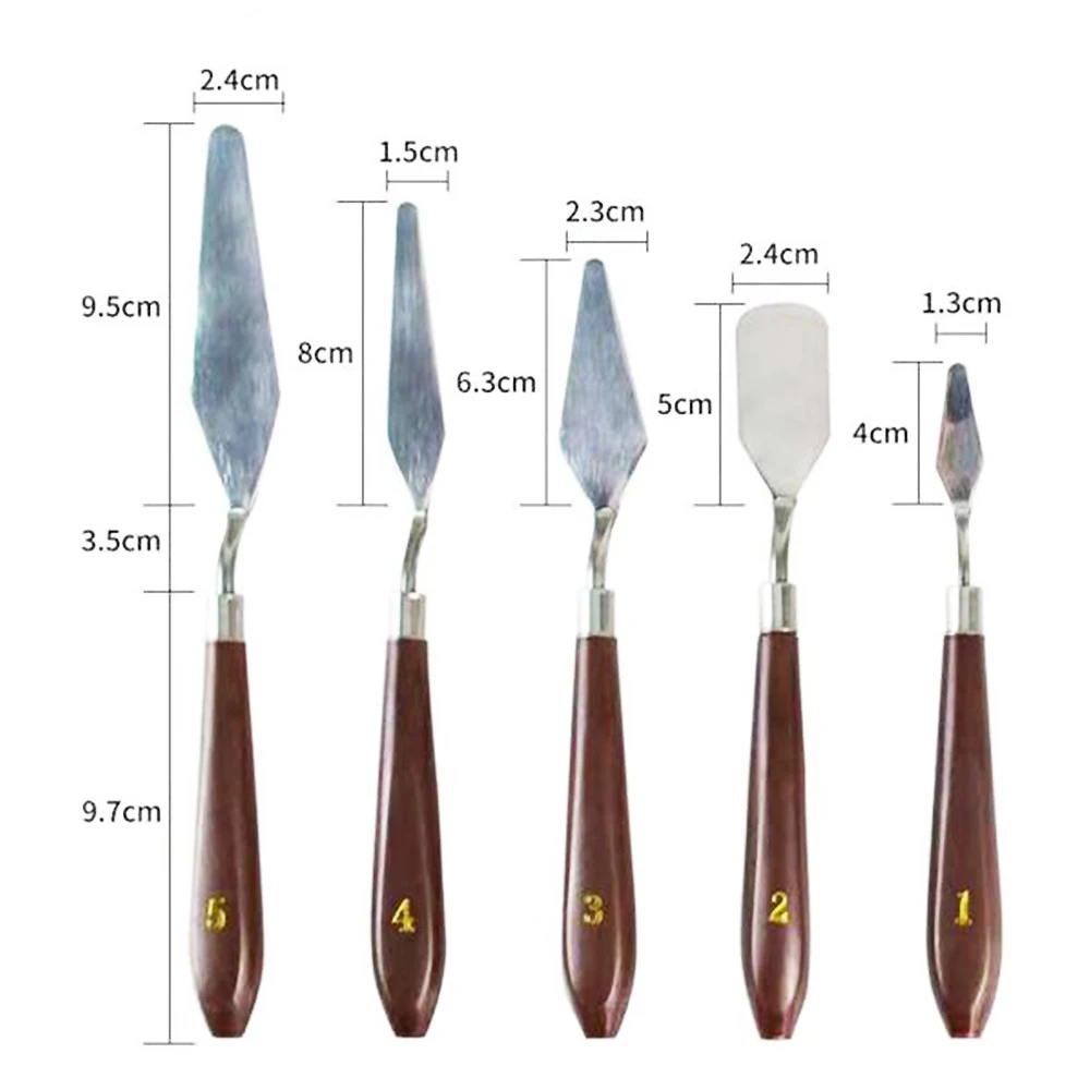 5 шт. Нержавеющая сталь Краски ing мастихины художественная картина маслом набор инструментов лопатка-скребок с деревянной ручкой товары для рукоделия масло Краски 3
