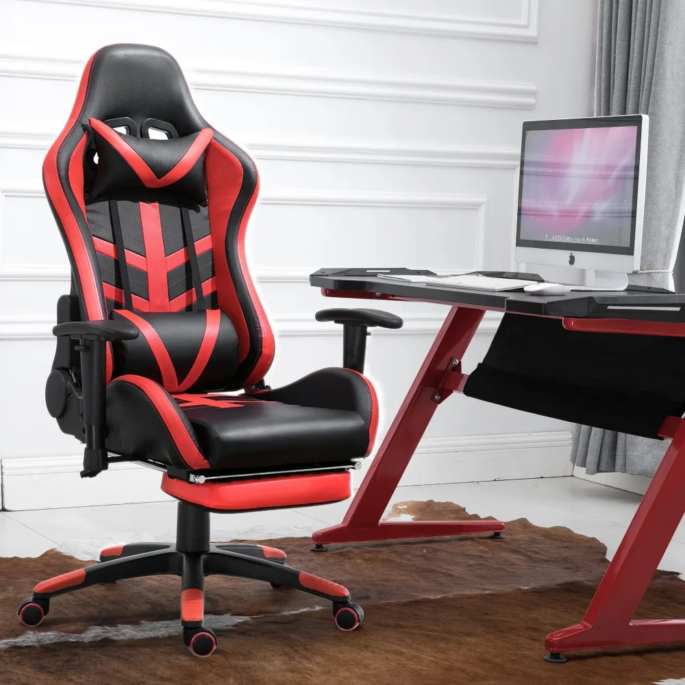 

Samincom Office Gaming Chair Adjustable Blue Black Backrest 20.8"*31",Seat Area:21.2"*21.2" PU Leather Lift Swivel Chair