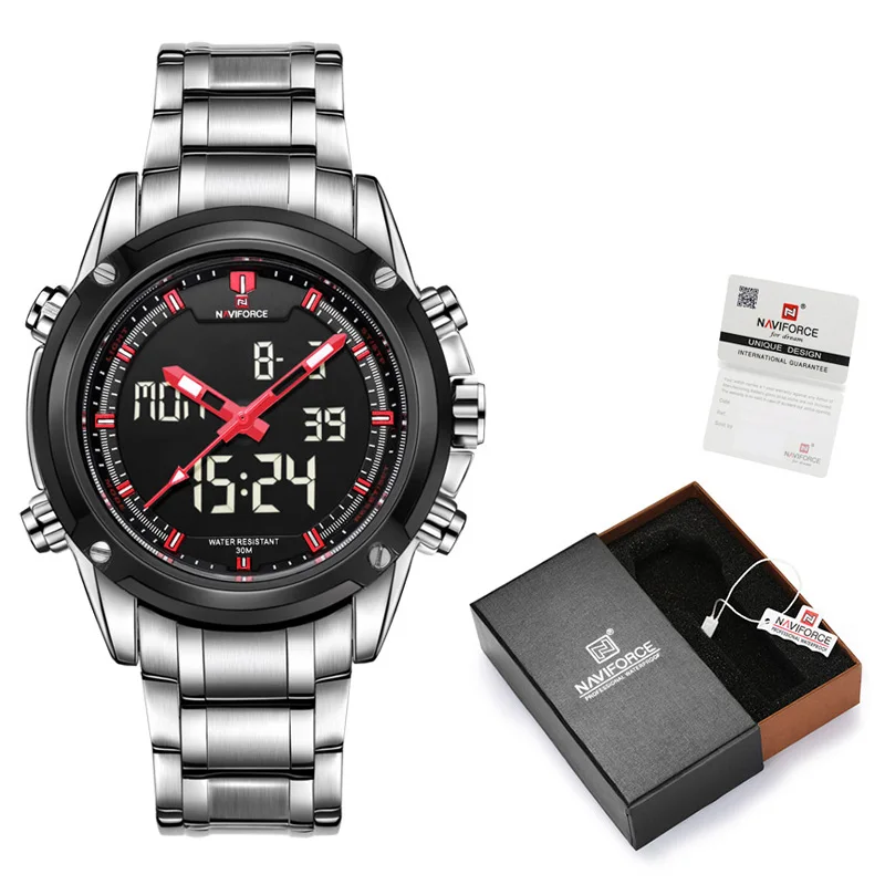 NAVIFORCE люксовый бренд кварцевые мужские часы Военные Спортивные Водонепроницаемые мужские часы с коробкой набор для продажи Relogio Masculino - Цвет: SR-Box-B