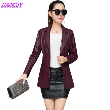 

Plus size female coat Leather jacket women 2018 spring Boutique fashion Short PU Leather clothing jacket Casual top IOQRCJV H211