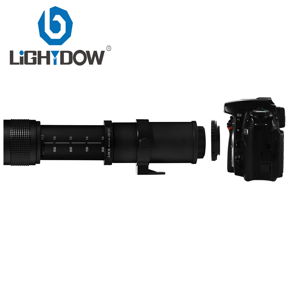 Супер телеобъектив Lightdow 420 800 мм F/8 3 16 ручной зум объектив + кольцо адаптера T2 для