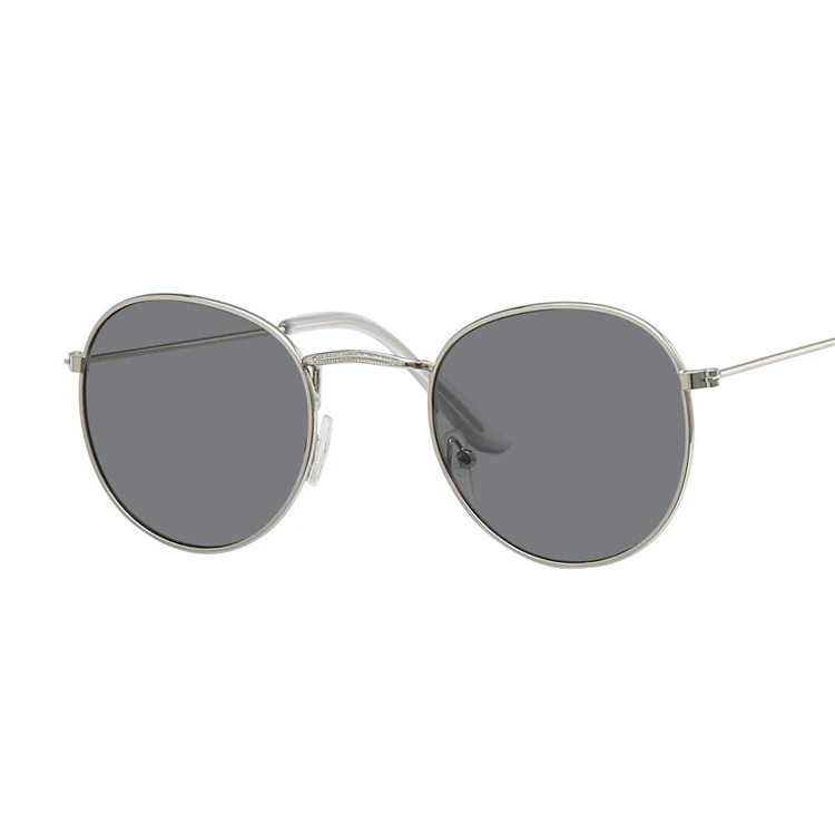 Новые Классические круглые солнцезащитные очки для женщин, маленькие винтажные Ретро солнцезащитные очки для женщин, для вождения, металлические солнцезащитные очки для женщин s - Цвет линз: Silver Gray