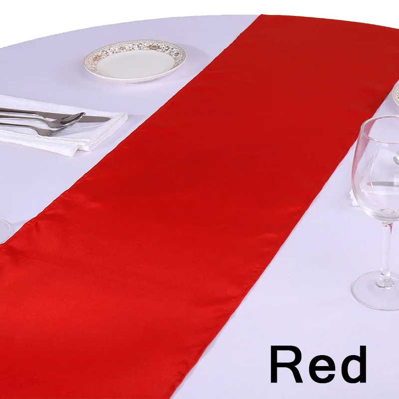 

Factory Retail 10pc Table runner 30X275cm Satin Silk Gold Table Cloth Runner for Wedding chemin de table mariage Ceremony Party