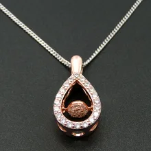 Fine Jewelry 100% 925 Sterling Silver Dancing CZ Crystal Rose Gold Plated Pendant Necklace Women Jewelry with Chain