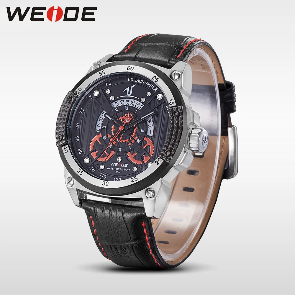 Бренд класса люкс WEIDE кожаные кварцевые спортивные наручные часы повседневные