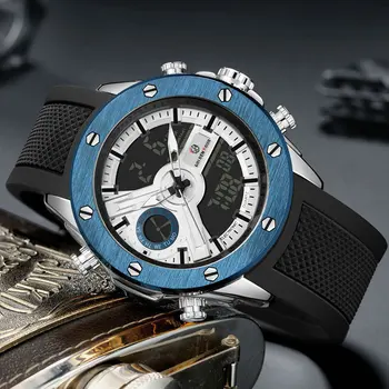 

GOLDENHOUR Dual Time Quartz Watches Men Auto Date Display Silicone Strap Man Watch Top Brand Luxury Waterproof Sports Wristwatch