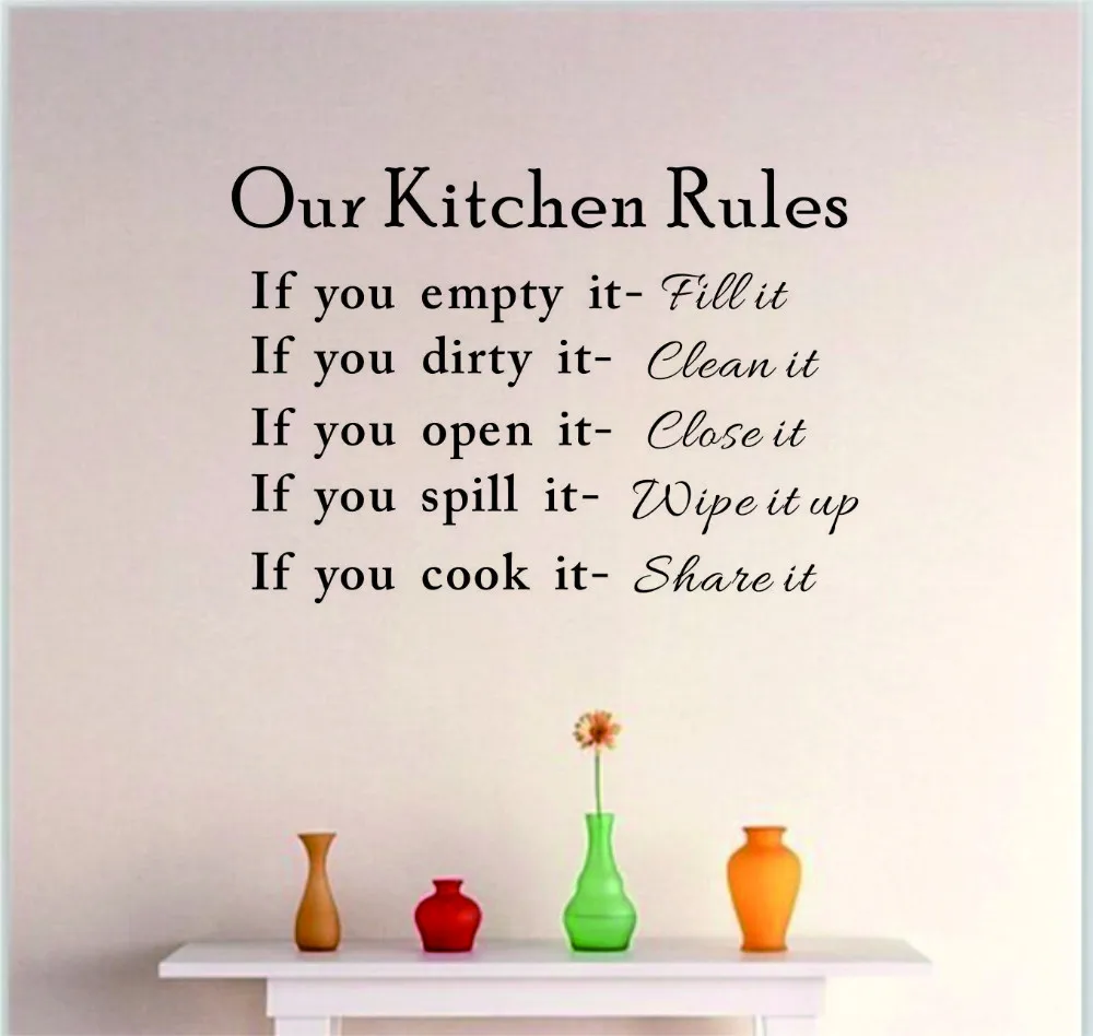 DIY Kitchen Rules Wall Quote Sticker Art Vinyl Decal Home Decor