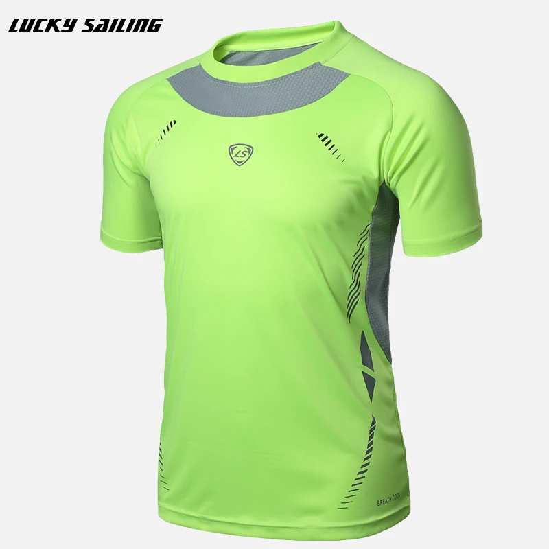 

LUCKY SAILING 2016 New Sport Wear Fitness Compression Shirt Men Sport t shirt fit short sleeve shirt body building tops clothing
