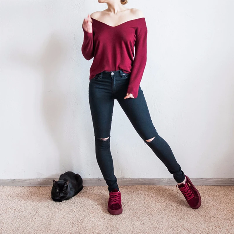 GLO-STORY Women hole Ripped Skinny Jeans 2019 High Waist Elastic Ladies Fashion American Style Skinny Pencil Denim Pants 3295