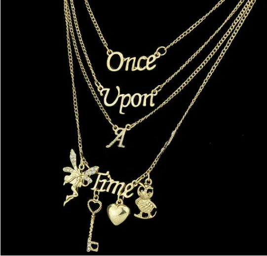 

Lusion Jewelry Fashion Multi Layer Maxi Necklace Gold 2015 New Design Once Upon A Time Statement Necklaces & Pendants For Women