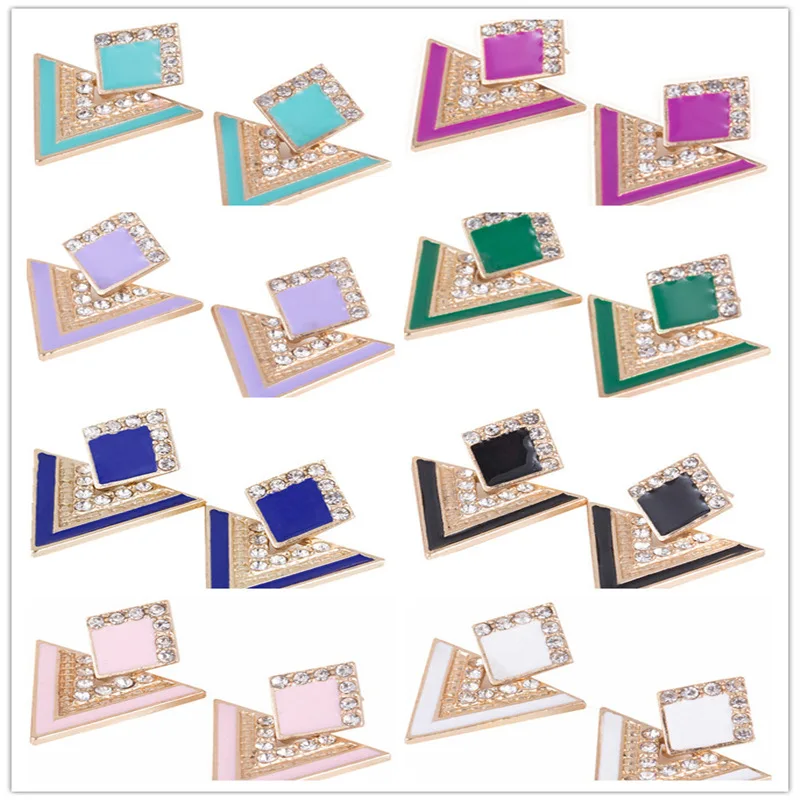 

Charmsmic Candy Color Rhinestone Drop Earrings Women Geometric Triangle Dangle Earrings Korea Style Female Fashion Jewelry