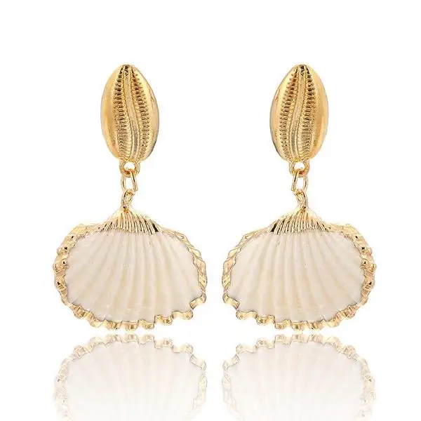 

2019 Summer Beach Sea Shell Conch Alloy Vintage Metal Earrings Jewelry For Ladies