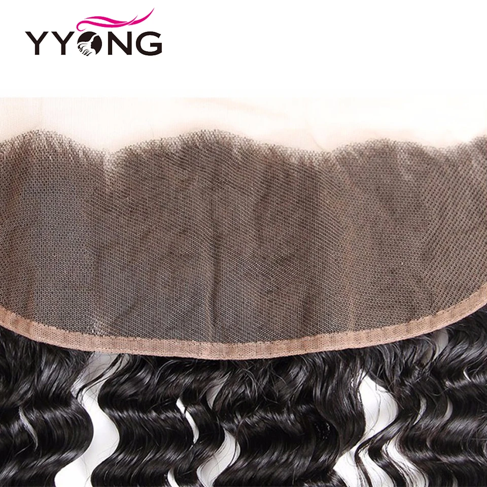 Yyong Brazilian Deep Wave Human Hair Lace Frontal Closure 13*4 Ear To Ear Free/Middle/Three Part Swiss Lace Remy Can Be Bleached
