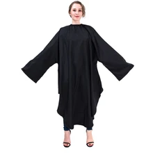 Profesional negro impermeable peluquería styling gown peluquería Cabo con manga unisex delantal de peluquería Cúter WRAP Herramientas