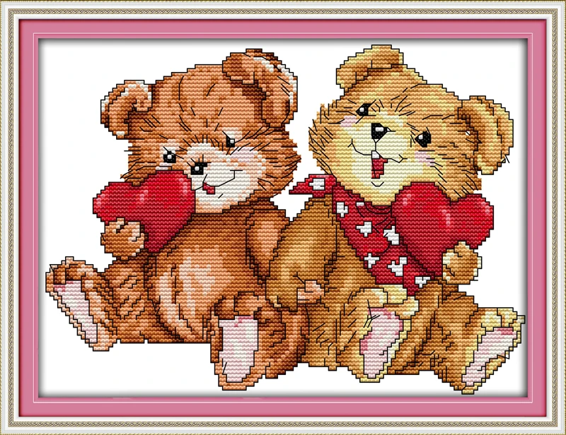 

Bear lovers, counted printed on fabric DMC 14CT 11CT Cross Stitch kits,embroidery needlework Sets, Home Decor