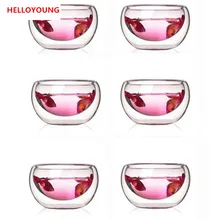 CJ266, лучший нагрев, 6 шт./лот, двойная стеклянная чайная чашка, двойной чайный горшок, чайный набор, пуэр, чайник с фильтром, прочный чайный набор