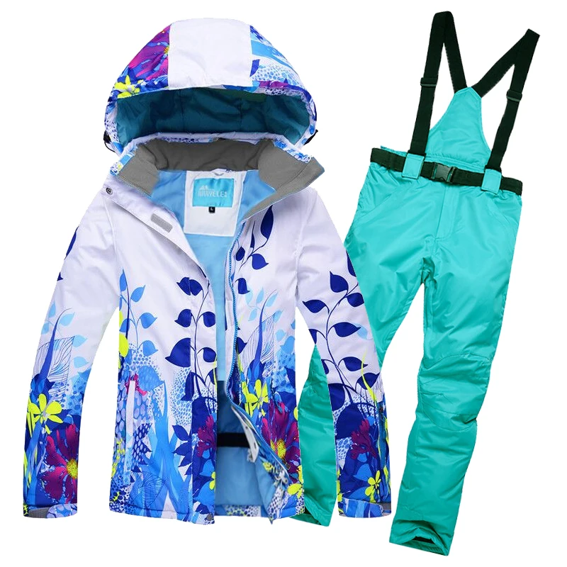 New Women Ski Suit Windproof Waterproof Snowboard Outdoor Sport Wear Skiing Jacket+Pants Camping Riding Super Warm Clothing Set