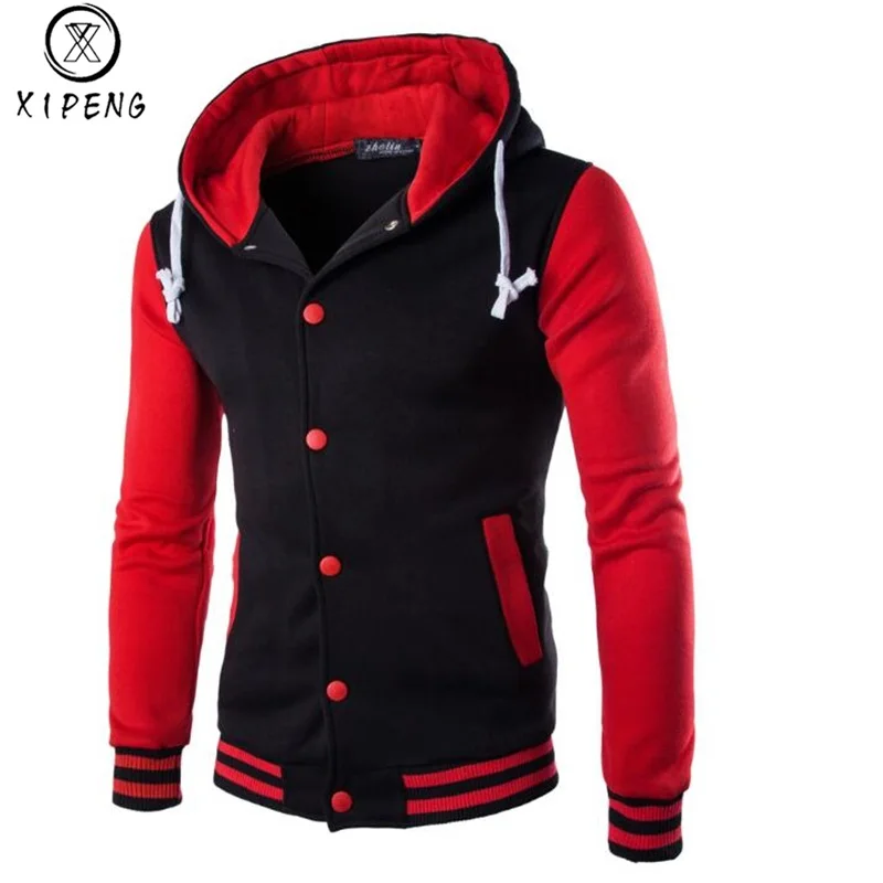 Мужская спортивная одежда для колледжа бейсбольная Толстовка осенние пальто Sudaderas Hombre куртка в стиле хип-хоп брендовая Толстовка приталенная мужская Толстовка - Цвет: Red