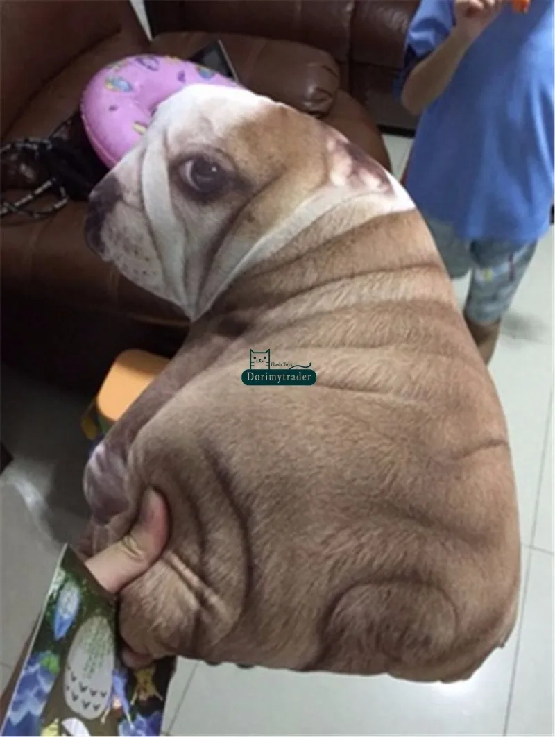 Dorimytrader Realistic 3D Printed Plush Shar Pei Dog Pillow Doll Big Cute Dog Toys Simulated Animals DY61827 (9)