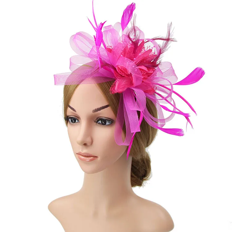 Шляпа Свадебная королевские шляпы цветок Pamelas Y Sombreros Para Bodas перья шляпка для церкви Зажимная лента шляпа для банкета Свадебная Тиара